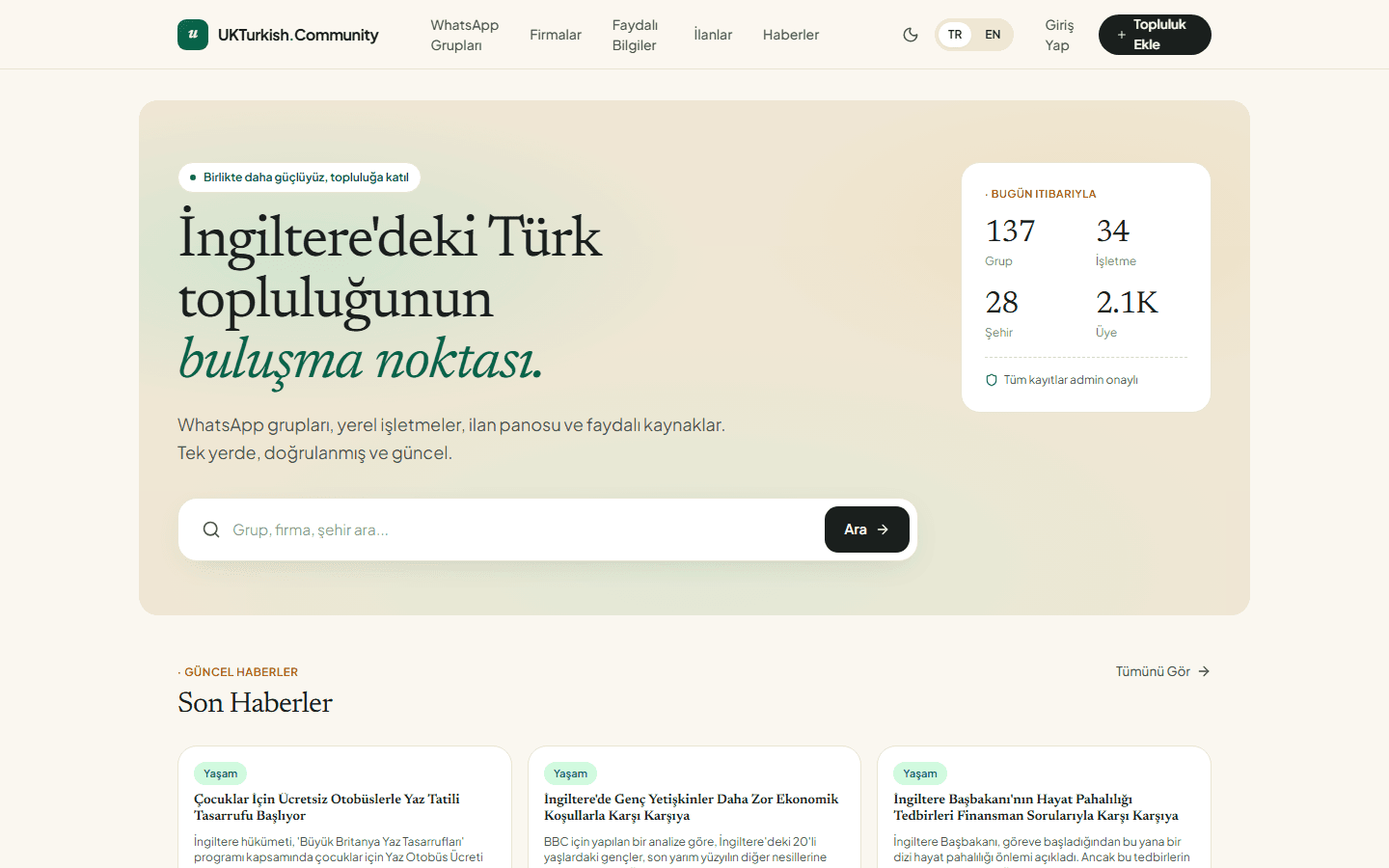 UK Turkish Community website preview